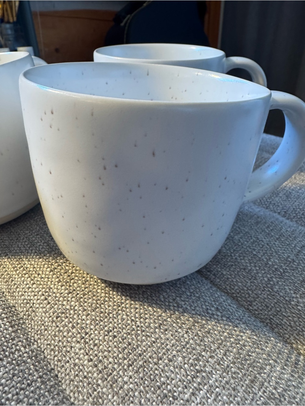Fable speckled white mugs x 3